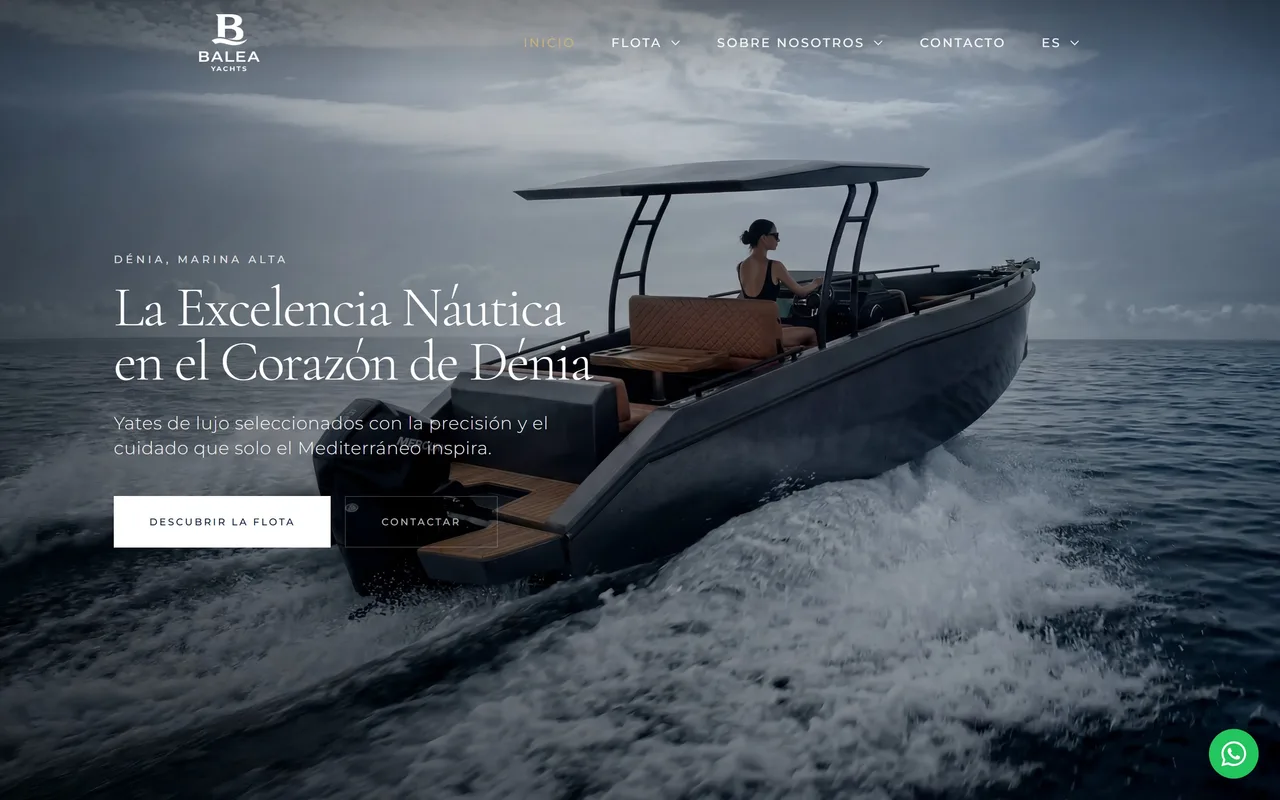 Captura de escritorio de la web de Balea Yachts