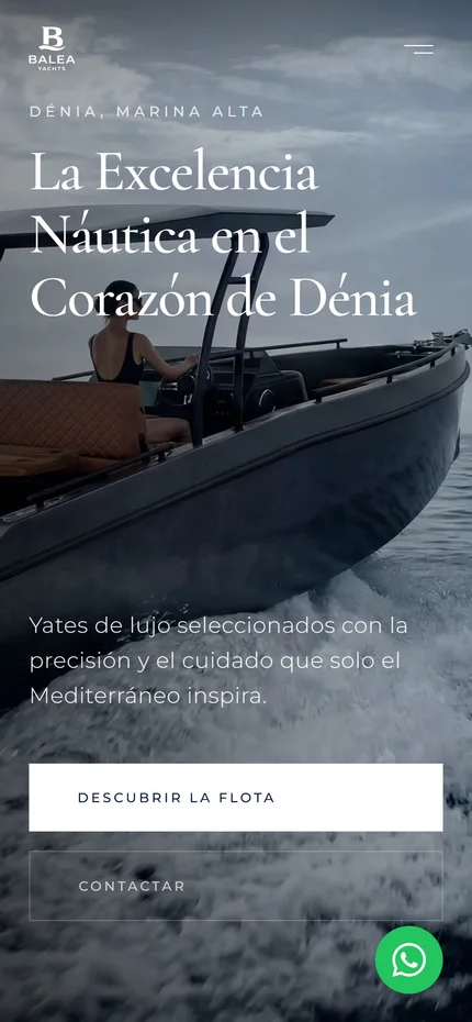 Captura móvil de la web de Balea Yachts