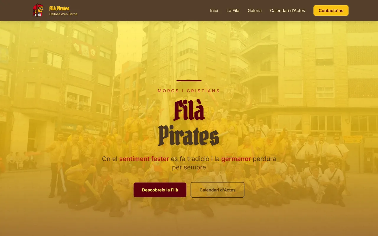 Captura de escritorio de la web de Filà Pirates