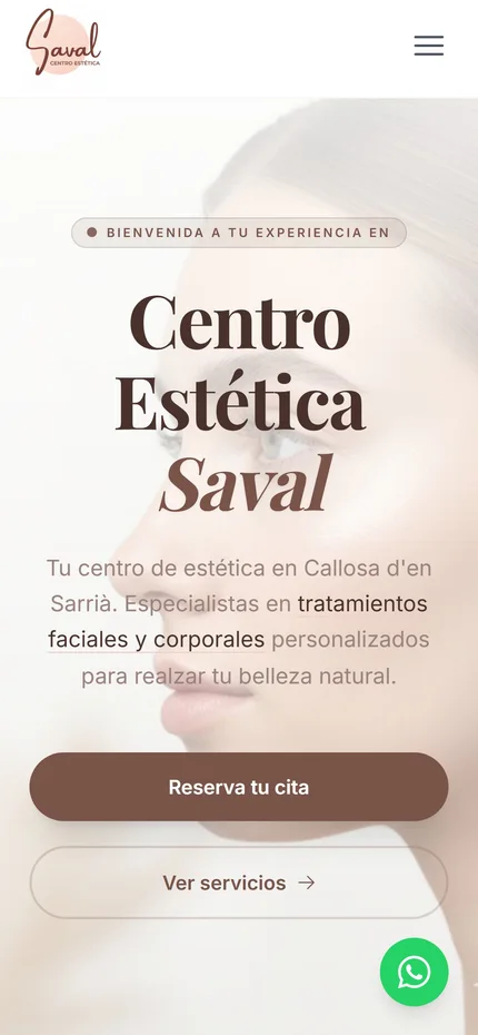 Captura móvil de la web de Centro Estética Saval